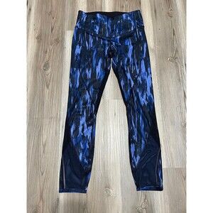 Lululemon Leggings Women’s Size 4 Cropped Blue Black Gym Yoga Fitness Workout